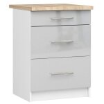Meuble de cuisine bas akord s60 oliwia modulable blanc 60 cm 3 tiroirs faade mtallique brillant 60x46x85 ...