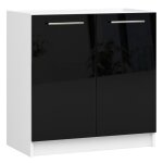 Meuble de cuisine bas akord s80 pour vier oliwia modulable blanc 80 cm 2 portes couleur noir brillant ...
