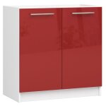 Meuble de cuisine bas akord s80 pour vier oliwia modulable blanc 80 cm 2 portes couleur rouge brillant ...