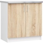 Meuble de cuisine bas akord s80 lima modulable blanc 80 cm 2 portes faade chne sonoma 2 tagres 80x445x82 ...