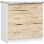 Meuble de cuisine bas akord s80 lima modulable blanc 80 cm 3 tiroirs fa�ade ch�ne sonoma 80x445x82 cm ...