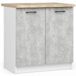 Meuble de cuisine bas akord s80 oliwia modulable blanc 80 cm 2 portes faade bton 2 tagres 80x46x85 ...