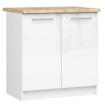 Meuble de cuisine bas akord s80 oliwia modulable blanc 80 cm 2 portes faade blanche brillante 2 tagres ...