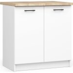 Meuble de cuisine bas akord s80 oliwia modulable blanc 80 cm 2 portes fa�ade blanche 2 �tag�res 80x46x85 ...