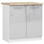 Meuble de cuisine bas akord s80 oliwia modulable blanc 80 cm 2 portes faade mtallique brillant 2 tagres ...