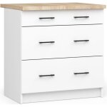 Meuble de cuisine bas akord s80 oliwia modulable blanc 80 cm 3 tiroirs fa�ade blanche 80x46x85 cm