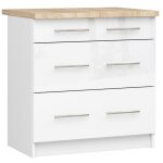 Meuble de cuisine bas akord s80 oliwia modulable blanc 80 cm 3 tiroirs faade blanche brillante 80x46x85 ...