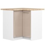 Meuble de cuisine bas akord s90 dangle oliwia blanc 90 cm 2 portes faade cappuccino brillant 2 tagres ...