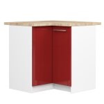 Meuble de cuisine bas akord s90 dangle oliwia blanc 90 cm 2 portes faade rouge brillante 2 tagres ...