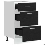 Meuble de cuisine bas avec tiroirs - meublechic - 40x46x815 cm - ch�ne noir - bois ding�nierie