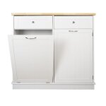 Meuble cuisine blanc 100�355�90 cm plan mdf placage h�v�a deux tiroirs meuble cach� poubelle rangement ...