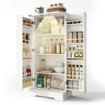 Meuble cuisine - buffet colonne bas - 60x35x1285 cm - armoire cuisine � manger � led avec 2 portes et ...