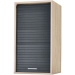 Meuble cuisine ch�ne rideau alu blanc ou noir 2 etag�res l 40 h 72 p 35 cm - noir - l 40 x l 35 x h 72 ...