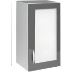 Meuble de cuisine haut 40 cm 1 porte vitrée oxane - gris - laqué - classique - intemporel Meuble de cuisine haut 40 cm 1 porte vitrée oxane - gris - laqué - classique - intemporel