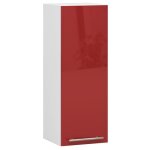 Meuble de cuisine haut akord w30 oliwia modulable blanc 30 cm 1 porte fa�ade rouge brillante 2 �tag�res ...