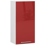 Meuble de cuisine haut akord w40 oliwia modulable blanc 40 cm 1 porte fa�ade rouge brillante 2 �tag�res ...