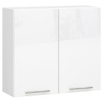 Meuble de cuisine haut akord w80 oliwia modulable blanc 80 cm 2 portes fa�ade blanche brillante 2 �tag�res ...