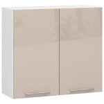 Meuble de cuisine haut akord w80 oliwia modulable blanc 80 cm 2 portes fa�ade cappuccino brillant 2 �tag�res ...