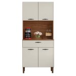 Buffet de cuisine 4 portes 1 tiroir noyer et blanc largeur 74. 5 cm - l 74. 5 x l 36. 3 x h 170. 5 cm ...