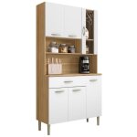 Meubles de cuisine - kits parana - buffet de cuisine 6 portes 1 tiroir ch�ne et blanc largeur 91 cm - ...