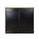 Meuble cuisine noir 100�355�90 cm plan mdf placage h�v�a deux tiroirs meuble cach� poubelle rangement ...