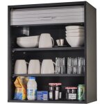 Meuble cuisine noir rideau chne blanc ou alu 2 etagres l 60 h 72 p 35 cm - aluminium - l 60 x l 35 ...