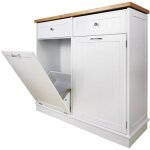 Meuble cuisine plan blanc mdf placage h�v�a deux tiroirs meuble cach� poubelle rangement 100�355�90cm ...