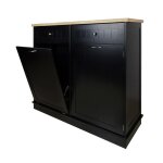 Meuble cuisine plan mdf placage h�v�a deux tiroirs meuble cach� poubelle rangement 100�355�90 cm noir ...