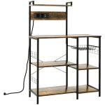 Meuble de cuisine avec prises int�gr�es pour micro - ondes avec �tag�res style industriel 90x42x130cm ...