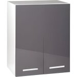 Meuble de cuisine - tara - haut 60cm - 2 portes - gris - laqué Meuble de cuisine - tara - haut 60cm - 2 portes - gris - laqué