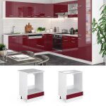 Meuble pour four r - line 60cm sans pt rouge bordeaux haute brillance blanc vicco