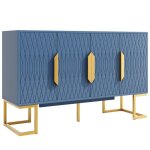 Meuble dangle moderne bleu - 4 portes et 2 �tag�res r�glables - rangement polyvalent - salon cuisine ...