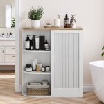 Meuble dangle salle de bain - ambiance - blanc & ch�ne - portes ajour�es & �tag�res ouvertes - armoire ...