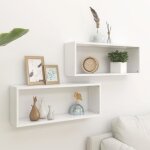 Meuble dco lot de 2 tagres murales cube meuble tagre meuble de rangement blanc 60x15x23 cm agglomr ...