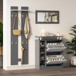 Meuble dentr�e avec 1 miroir + 2 paniers muraux + 1 porte - chaussures - 80x25cm - 8 crochets - parfait ...