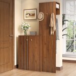 Meuble dentr�e 115x38. 5x191. 5 cm avec rangement � chaussures et penderie ouverte en mdf marron