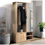 Meuble dentrée vestiaire 2 portes 9 étagères avec miroir - lucia Meuble dentrée vestiaire 2 portes 9 étagères avec miroir - lucia