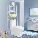 Meuble dessus wc / lave - linge en acier blanc - huansee - l. 55 x l. 26 x h. 165 cm - 2 crochets - 3 ...