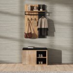 Meuble d?entr�e avec banc � chaussures armoire 2 portes porte - manteaux et �tag�re bois et noir 70 cm ...