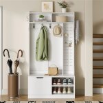 Meuble entree avec banc et meuble � chaussure rabattable meuble entr�e mural avec 6 crochets et rangement ...