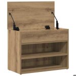 Meuble entr�e brun - lemon� banc � chaussures - bonne ventilation - ch�ne artisanal - 60x30x45cm - bois ...