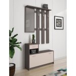 Dmora meuble dentr�e clint hall dentr�e moderne avec miroir armoire �tag�re � chaussures 100x25h180 cm ...