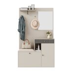 Meuble d?entr�e avec miroir et banc porte - manteau avec tiroirs armoire � chaussures �tag�res r�glablespour ...