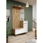 Meuble d?entr�e nordic a ch�ne artisan blanc