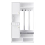 Meuble d?entr�e avec rangement et banc ? vestiaire avec miroir �tag�res et porte - manteaux meuble chaussure ...