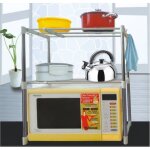 Meuble etagere de cuisine qifashma avec support de four  micro - ondes et 6 crochets - argent - 47 ...