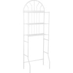 Meuble etag�re dessus toilettes wc - ingshop - blanc - 3 tablettes - aspect bois - a poser au sol