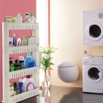 Meuble etagere etagère resserre 4 etages sur roulettes 54 cm x 12 cm x 101 cm en plastique blanc Meuble etagere etagère resserre 4 etages sur roulettes 54 cm x 12 cm x 101 cm en plastique blanc