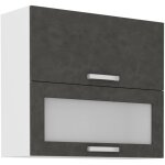 Meuble haut 2 portes basculantes - l 80 x p 316 x h 72 - gris mat - lassen