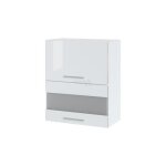 Meuble haut de cuisine bellissi blanc brillant 2 portes relevables avec vitre opaque l 60 cm - cuisineandcie ...